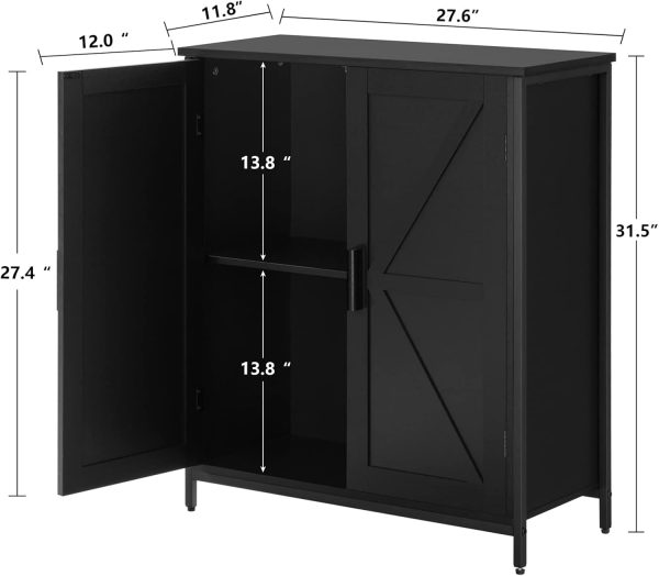 Storage ,  Floor  with 2 Doors & 1 Shelf, Storage  with Metal Frame, Buffet , for Living Room, Black - Image 3