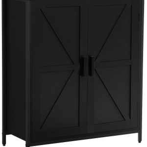 Storage ,  Floor  with 2 Doors & 1 Shelf, Storage  with Metal Frame, Buffet , for Living Room, Black