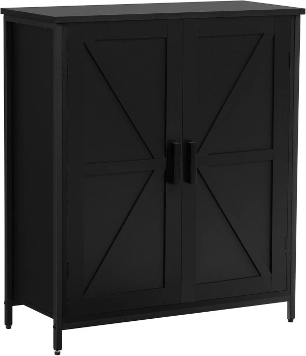 Storage ,  Floor  with 2 Doors & 1 Shelf, Storage  with Metal Frame, Buffet , for Living Room, Black