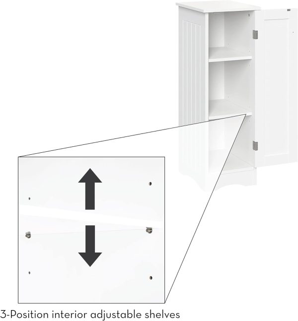 Slim Linen  - White -  Storage  for Bathroom Slim Storage with 2 Adjustable Shelves - Storage  for Small Spaces - Image 7