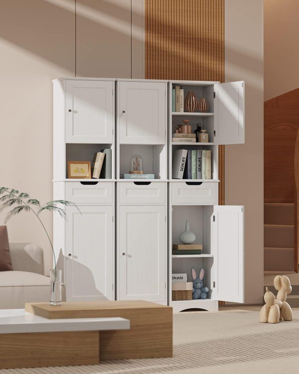 67" H Tall Bathroom Storage ,  Linen Tower Freestanding Adjustable Shelves for Home, Kitchen, Versatile, Anti-Tipping, White - Image 6