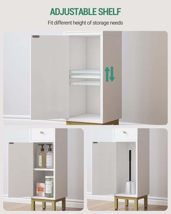 Bathroom Storage , Corner Floor  with Drawers and Doors,  Toilet Paper , Bathroom Organizer with Adjustable Shelf, for Small Spaces, White BC19803G - Image 7