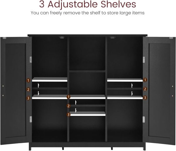 Storage  with 2 Doors and 4 Storage Shelves, Bathroom , Accent  for Living Room, Home Office, Entryway, Black - Image 2