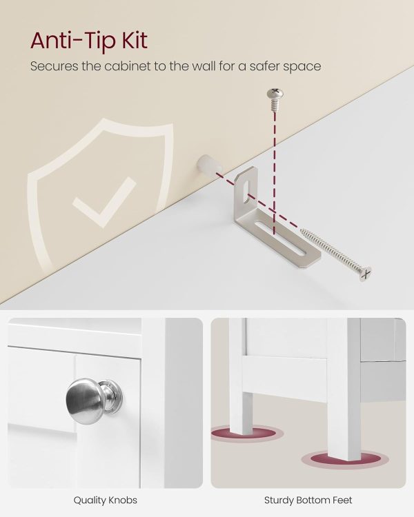 Tall Bathroom  with Lights, Slim Bathroom Storage , Freestanding   with Adjustable Shelves, for Small Spaces, Modern, 11.8 Inches Wide, Cloud White UBBC566W02 - Image 7