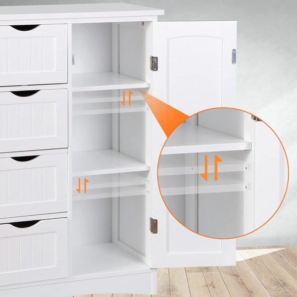 Floor Storage  with 4 Drawers and 1 Door, Freestanding Bathroom Storage , Side Storage Organizer, Entryway Unit Console Table for Bathroom, Living Room, Home Decor, White - Image 7