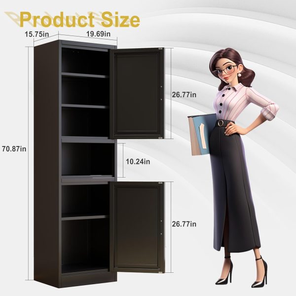 Tall Bathroom Storage , 71" H Slim Corner Floor  with 2 Doors and 3 Adjustable Shelves, Small Space  Bathroom Organizer for Bathroom Living Room Home Office - Image 3