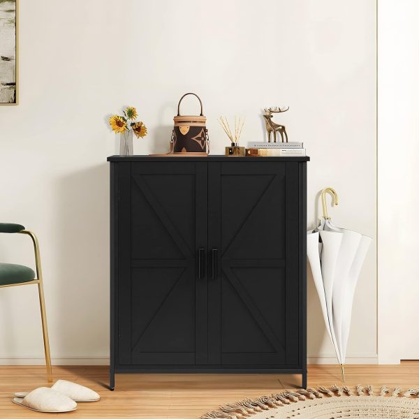 Storage ,  Floor  with 2 Doors & 1 Shelf, Storage  with Metal Frame, Buffet , for Living Room, Black - Image 5