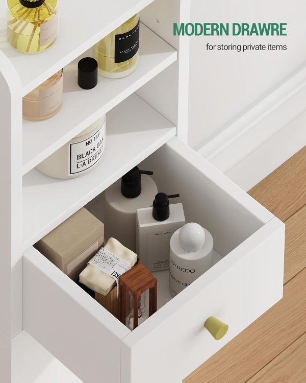Bathroom Storage , Corner Floor  with Drawers and Doors,  Toilet Paper , Bathroom Organizer with Adjustable Shelf, for Small Spaces, White BC19803G - Image 5