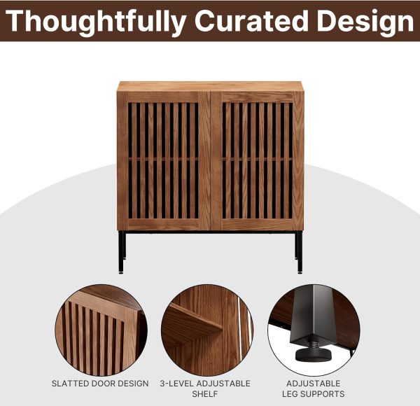 Storage ,31.5"  Buffet  with Metal Base and Adjustable Shelf,Sideboard Coffee Bar  with 2 Doors for Kitchen,Dining Room,Living Room,Brown - Image 7