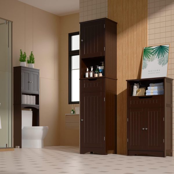 67" H Tall Bathroom Storage ,  Linen Tower Freestanding Adjustable Shelves for Home, Kitchen, Versatile, Anti-Tipping, Dark Brown - Image 7