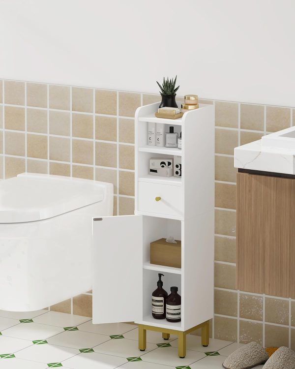 Bathroom Storage , Corner Floor  with Drawers and Doors,  Toilet Paper , Bathroom Organizer with Adjustable Shelf, for Small Spaces, White BC19803G - Image 6