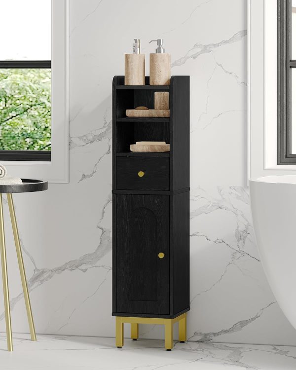 Bathroom Storage , Corner Floor  with Drawers and Doors,  Toilet Paper , Bathroom Organizer with Adjustable Shelf, for Small Spaces, Black, BC19804G - Image 7