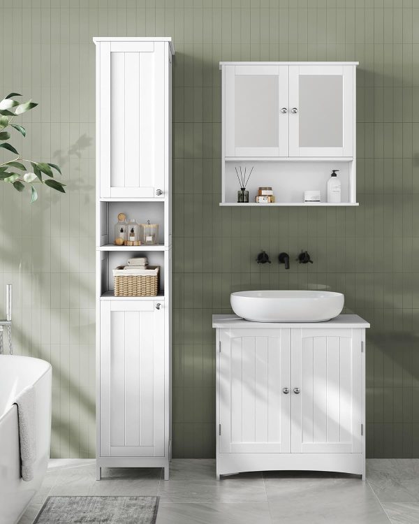 Tall Bathroom  with Lights, Slim Bathroom Storage , Freestanding   with Adjustable Shelves, for Small Spaces, Modern, 11.8 Inches Wide, Cloud White UBBC566W02 - Image 8