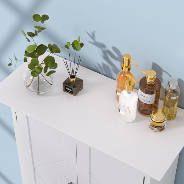 Bathroom Floor , Freestanding Storage with Double Doors and 2-Tier Adjustable Shelves, 21.1" L x 8.78" W x 24.02" H, White - Image 8