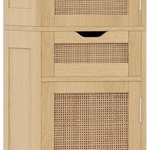 67" Tall Bathroom Floor  with 2 Door & Drawers,  Storage  with Adjustable Shelves,  Floor Storage  for Bathroom, Living Room, Entryway, Natural BMGZ113M