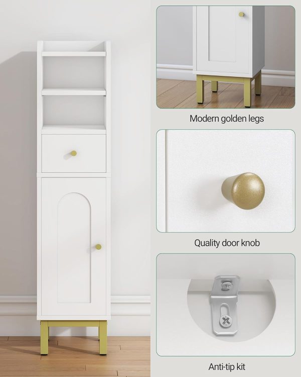Bathroom Storage , Corner Floor  with Drawers and Doors,  Toilet Paper , Bathroom Organizer with Adjustable Shelf, for Small Spaces, White BC19803G - Image 4