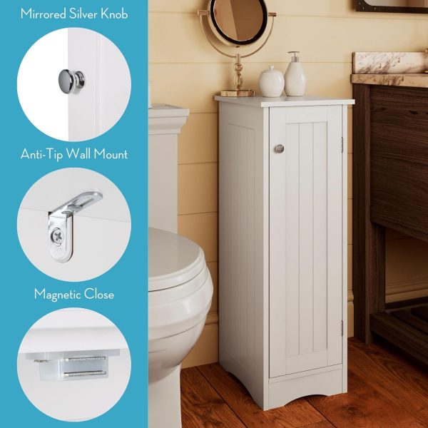 Slim Linen  - White -  Storage  for Bathroom Slim Storage with 2 Adjustable Shelves - Storage  for Small Spaces - Image 6