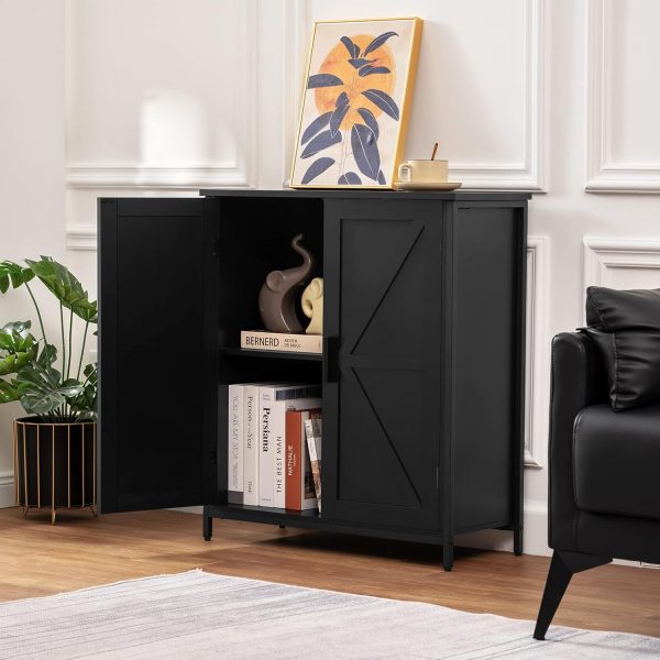 Storage ,  Floor  with 2 Doors & 1 Shelf, Storage  with Metal Frame, Buffet , for Living Room, Black - Image 8