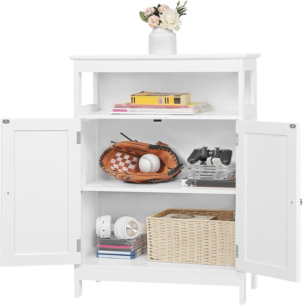 Bathroom Floor Storage ,  Free Standing Storage Organizer with 2 Doors & Adjustable Shelf for Living Room, Hallway, White - Image 6