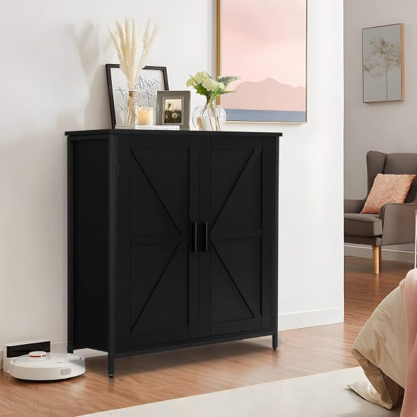 Storage ,  Floor  with 2 Doors & 1 Shelf, Storage  with Metal Frame, Buffet , for Living Room, Black - Image 9