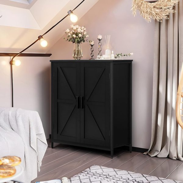Storage ,  Floor  with 2 Doors & 1 Shelf, Storage  with Metal Frame, Buffet , for Living Room, Black - Image 4
