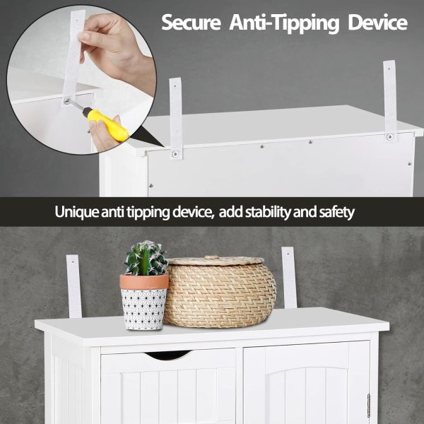 Floor Storage  with 4 Drawers and 1 Door, Freestanding Bathroom Storage , Side Storage Organizer, Entryway Unit Console Table for Bathroom, Living Room, Home Decor, White - Image 8