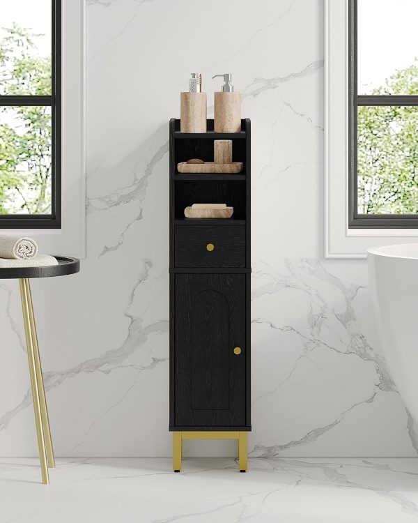 Bathroom Storage , Corner Floor  with Drawers and Doors,  Toilet Paper , Bathroom Organizer with Adjustable Shelf, for Small Spaces, Black, BC19804G - Image 6