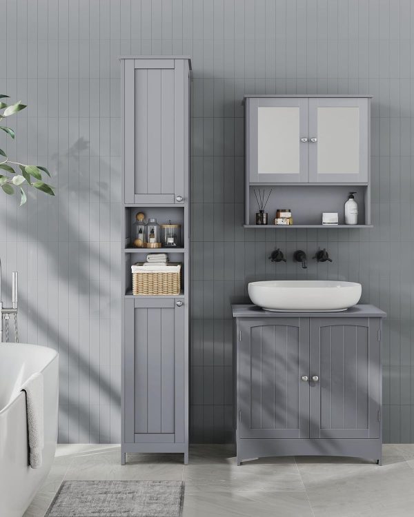Tall Bathroom  with Lights, Slim Bathroom Storage , Freestanding   with Adjustable Shelves, for Small Spaces, Modern, 11.8 Inches Wide, Dove Gray UBBC566G02 - Image 8