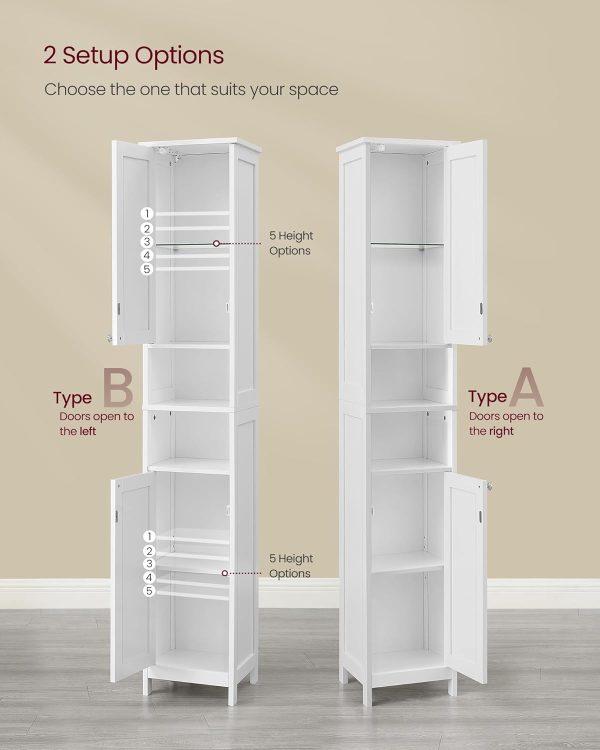 Tall Bathroom  with Lights, Slim Bathroom Storage , Freestanding   with Adjustable Shelves, for Small Spaces, Modern, 11.8 Inches Wide, Cloud White UBBC566W02 - Image 6