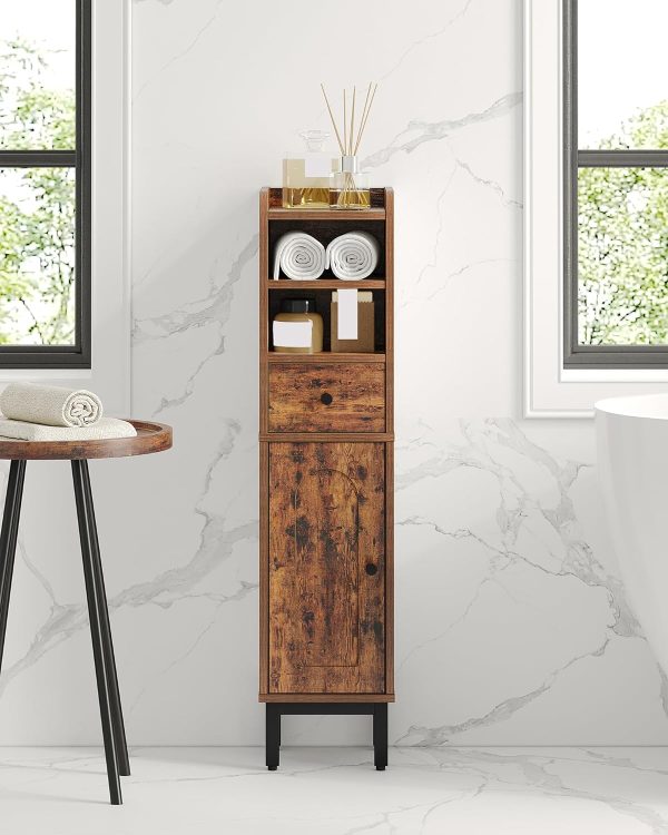 Bathroom Storage , Corner Floor  with Drawers and Doors,  Toilet Paper , Bathroom Organizer with Adjustable Shelf, for Small Spaces, Brown, BC19801B - Image 7