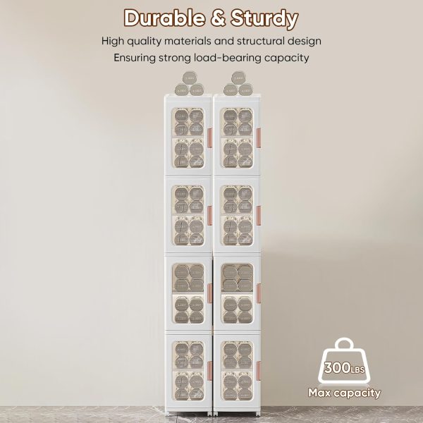 Slim Tall Bathroom Storage  with Doors and Shelves, 4-Tiers  Bathroom Storage Organizer Movable Freestanding Linen Tower  for Small Spaces, Kitchen, Living Room, White - Image 5