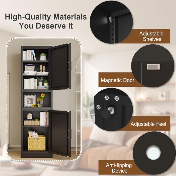 Tall Bathroom Storage , 71" H Slim Corner Floor  with 2 Doors and 3 Adjustable Shelves, Small Space  Bathroom Organizer for Bathroom Living Room Home Office - Image 5