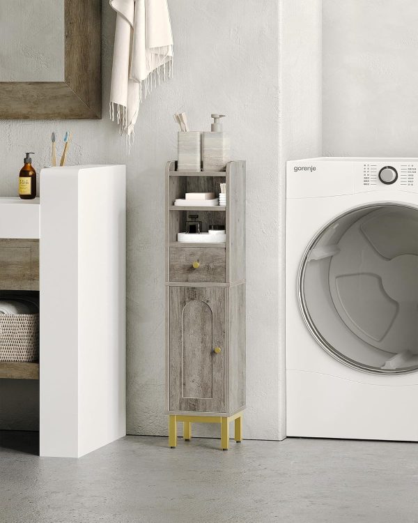 Bathroom Storage , Corner Floor  with Drawers and Doors,  Toilet Paper , Bathroom Organizer with Adjustable Shelf, for Small Spaces, Greige BC19805G - Image 7