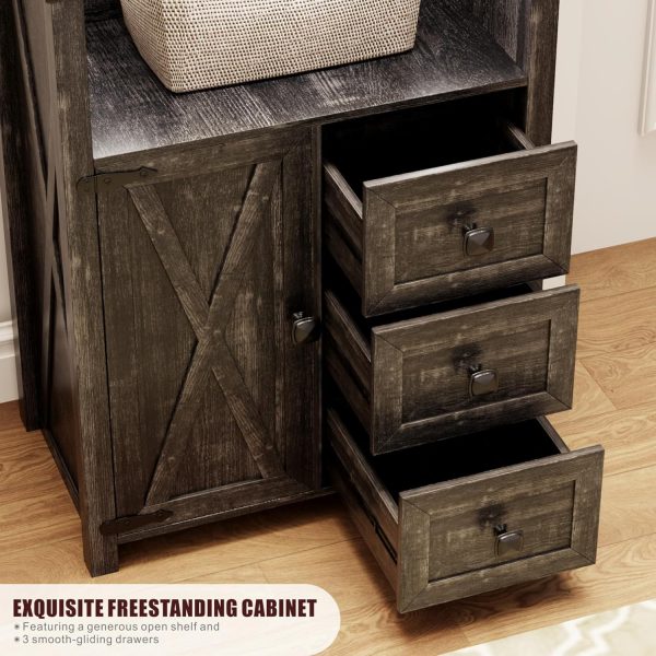 Bathroom Floor ,  Storage  with 3 Drawers and 1 Cupboard, Small Freestanding Storage for Kitchen/Living Room/Bathroom/Entryway, Rustic Brown - Image 5