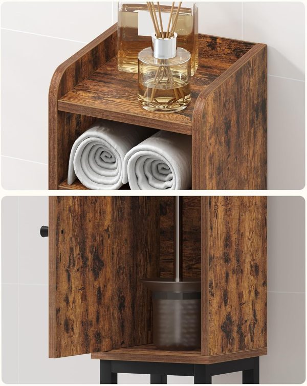 Bathroom Storage , Corner Floor  with Drawers and Doors,  Toilet Paper , Bathroom Organizer with Adjustable Shelf, for Small Spaces, Brown, BC19801B - Image 9