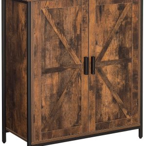 Storage ,  Floor  with 2 Doors & 1 Shelf, Storage  with Metal Frame, Buffet , for Living Room, Rustic Brown & Black