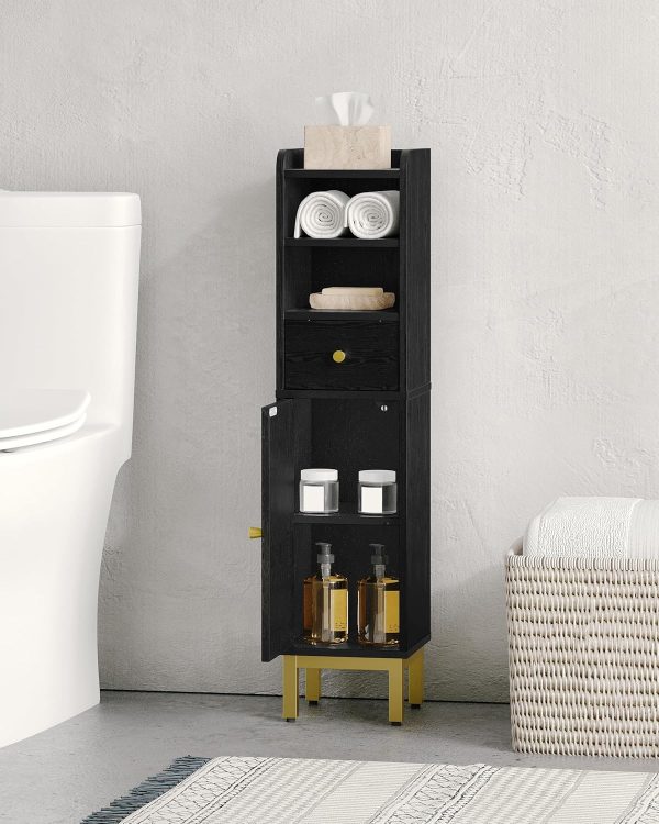 Bathroom Storage , Corner Floor  with Drawers and Doors,  Toilet Paper , Bathroom Organizer with Adjustable Shelf, for Small Spaces, Black, BC19804G - Image 5