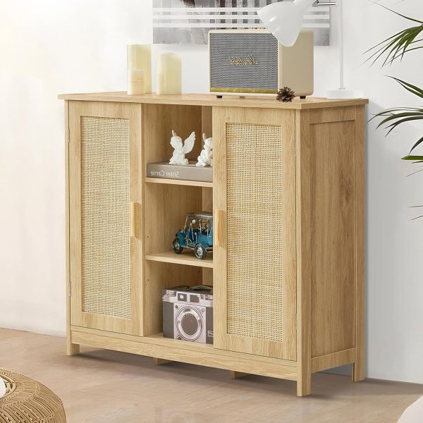 Storage ,   with 4 Adjustable Shelves, Bathroom Floor , Sideboard Buffet , Coffee Bar , Accent  for Living Room, Entryway, Natural - Image 6