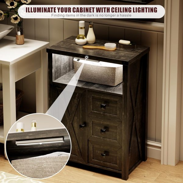 Bathroom Floor ,  Storage  with 3 Drawers and 1 Cupboard, Small Freestanding Storage for Kitchen/Living Room/Bathroom/Entryway, Rustic Brown - Image 6