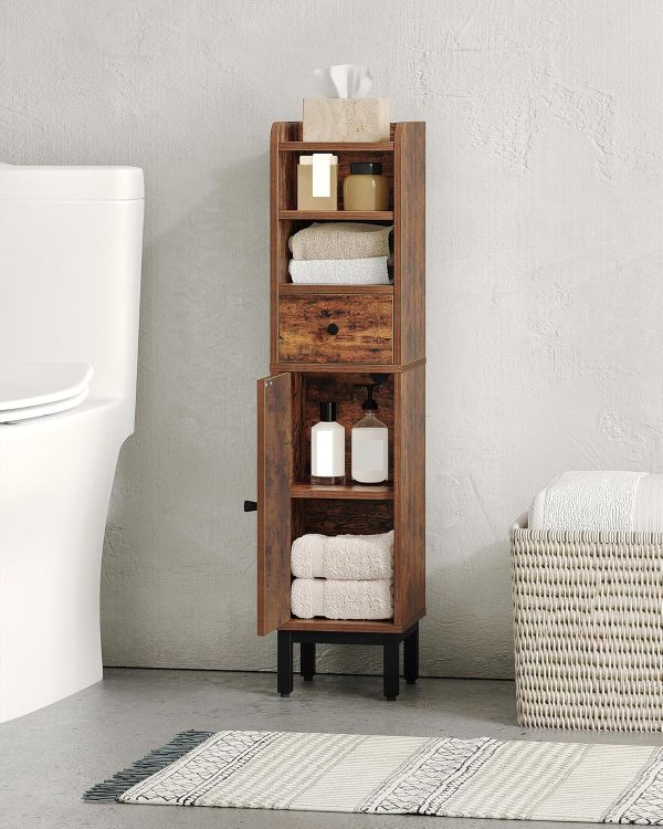 Bathroom Storage , Corner Floor  with Drawers and Doors,  Toilet Paper , Bathroom Organizer with Adjustable Shelf, for Small Spaces, Brown, BC19801B - Image 3