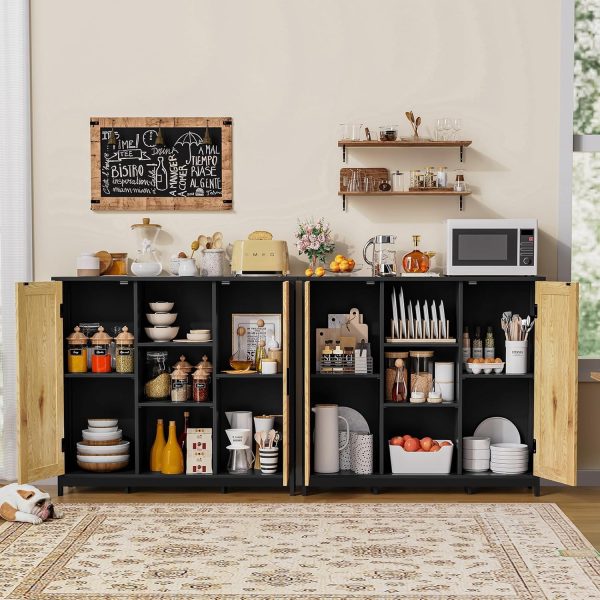 Storage ,   with 3 Adjustable Shelves, Credenza Buffet , Coffee Bar , Accent  for Living Room, Entryway, Black+Natural - Image 6