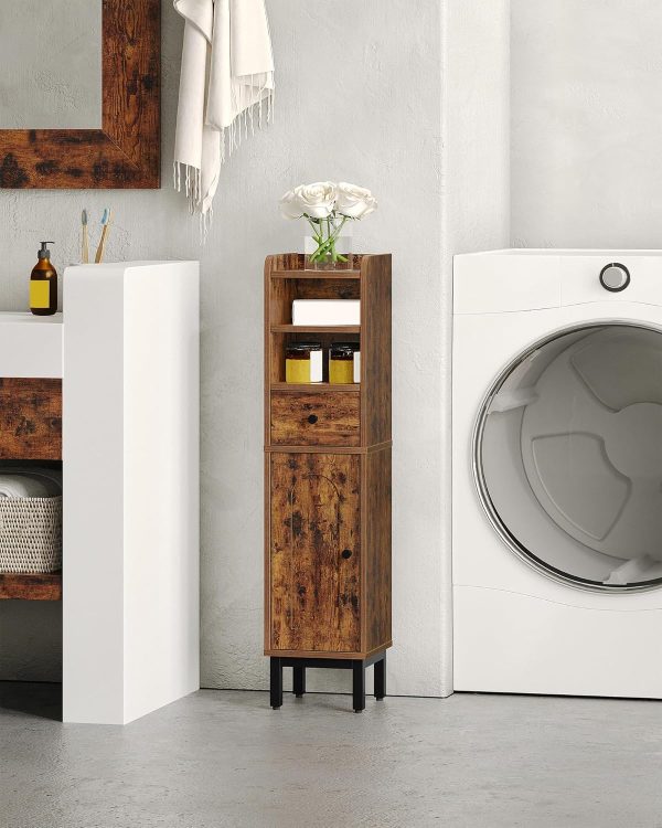 Bathroom Storage , Corner Floor  with Drawers and Doors,  Toilet Paper , Bathroom Organizer with Adjustable Shelf, for Small Spaces, Brown, BC19801B - Image 6
