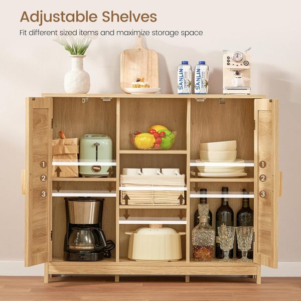 Storage ,   with 4 Adjustable Shelves, Bathroom Floor , Sideboard Buffet , Coffee Bar , Accent  for Living Room, Entryway, Natural - Image 4