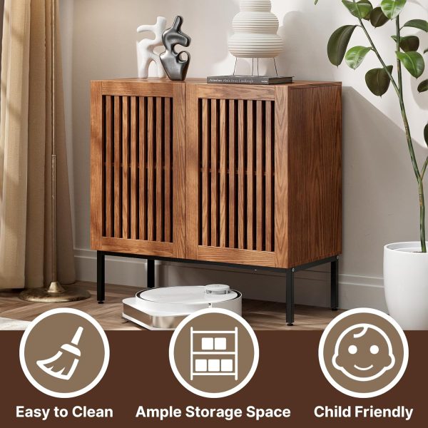 Storage ,31.5"  Buffet  with Metal Base and Adjustable Shelf,Sideboard Coffee Bar  with 2 Doors for Kitchen,Dining Room,Living Room,Brown - Image 5