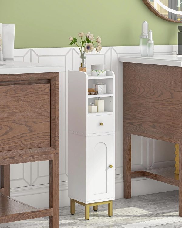 Bathroom Storage , Corner Floor  with Drawers and Doors,  Toilet Paper , Bathroom Organizer with Adjustable Shelf, for Small Spaces, White BC19803G - Image 3