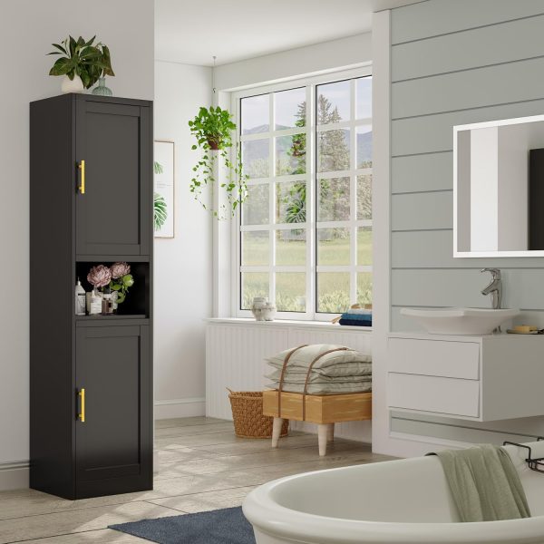 Tall Bathroom Storage , 71" H Slim Corner Floor  with 2 Doors and 3 Adjustable Shelves, Small Space  Bathroom Organizer for Bathroom Living Room Home Office - Image 2