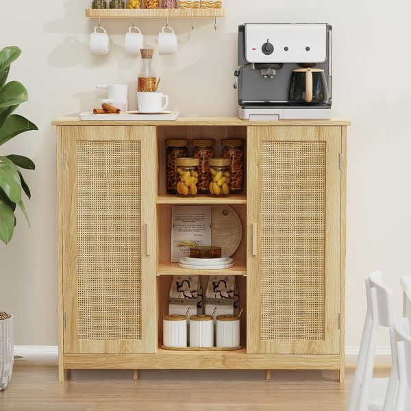 Storage ,   with 4 Adjustable Shelves, Bathroom Floor , Sideboard Buffet , Coffee Bar , Accent  for Living Room, Entryway, Natural - Image 5