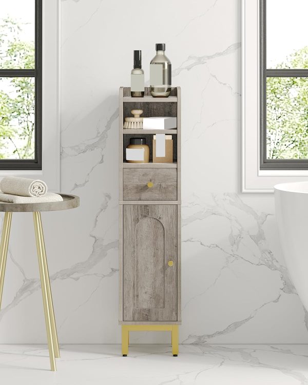 Bathroom Storage , Corner Floor  with Drawers and Doors,  Toilet Paper , Bathroom Organizer with Adjustable Shelf, for Small Spaces, Greige BC19805G - Image 3