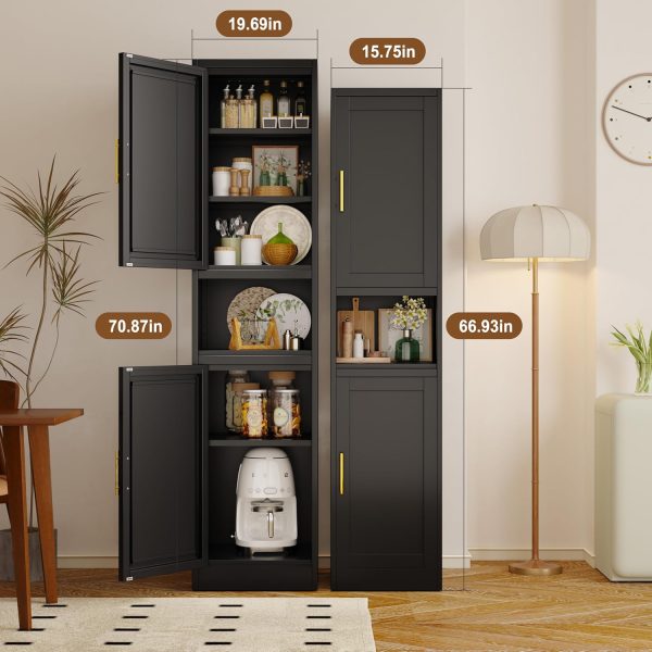 Tall Bathroom Storage , 71" H Slim Corner Floor  with 2 Doors and 3 Adjustable Shelves, Small Space  Bathroom Organizer for Bathroom Living Room Home Office - Image 4