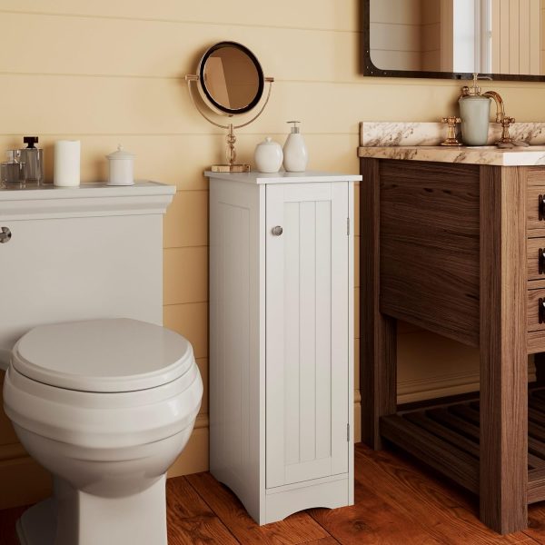 Slim Linen  - White -  Storage  for Bathroom Slim Storage with 2 Adjustable Shelves - Storage  for Small Spaces - Image 2